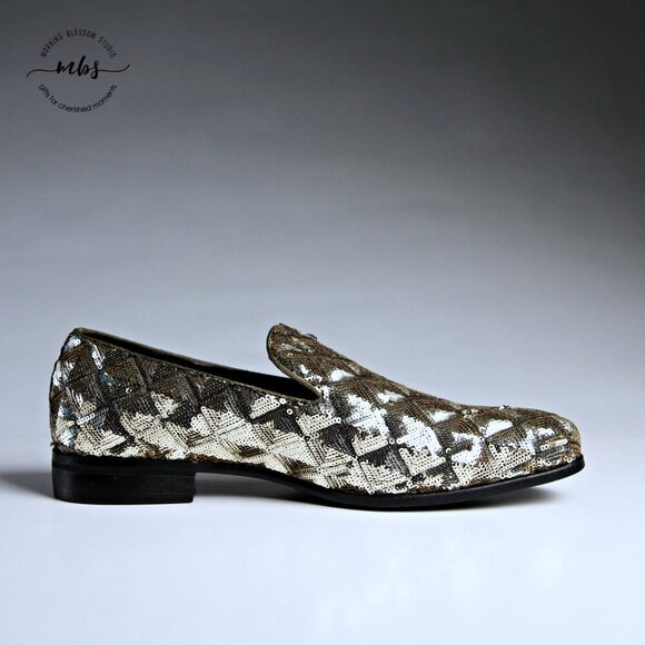 NWOT Stacy Adams Sequins Swank Shoes Gold Men 7.5 - Picture 8 of 13